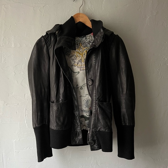 Vintage Mackage hooded leather jacket women’s small - Picture 1 of 8